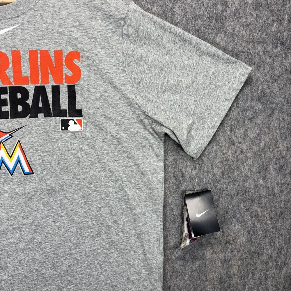 Miami Marlins Nike Dri Fit T-Shirt Men's XLShort‎ Sleeve Gray MLB Performance
